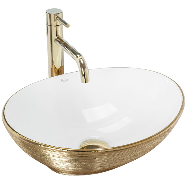 Umywalka nablatowa Rea Sofia White Gold Brush 88645