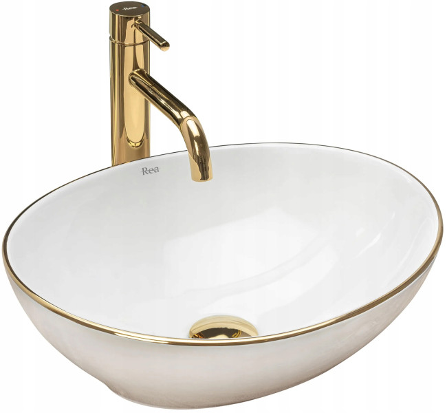 Umywalka Nablatowa Sofia Gold Edge Shiny Owalna - Rea 88654