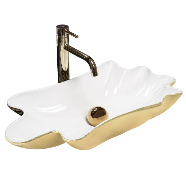 Umywalka REA Sea Infinity Gold/White + Korek 234507