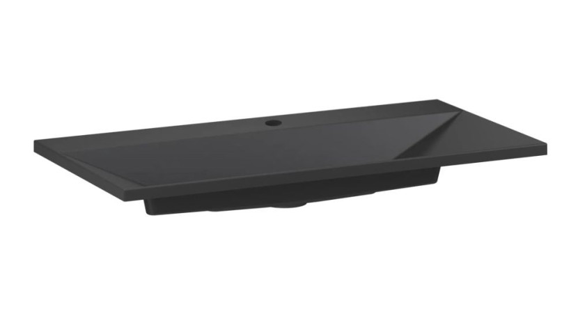 Umywalka wpuszczana EDGE 90 cm czarny mat kwarcowa z otworem 801148