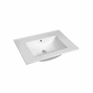 Umywalka wpuszczana LAU80 60 cm biała ceramiczna 823521 Umywalka wpuszczana LAU80 60 cm biała ceramiczna 823521