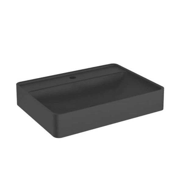 Umywalka wpuszczana VIBE 60 cm czarny mat kwarcowa z otworem 801149