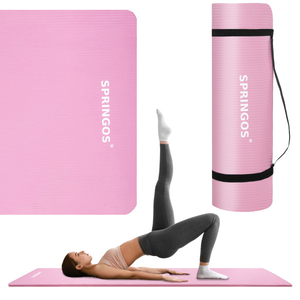 Uniwersalna mata do ćwiczeń fitness joga pilates 183 cm róż 401576