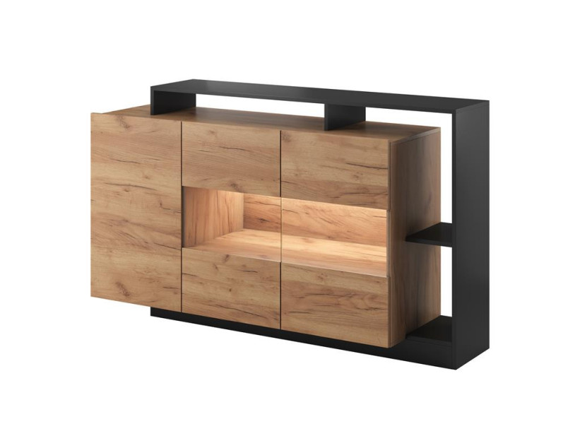VENTO - nowoczesna komoda 155 z półkami Dąb craft złoty 329117