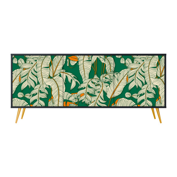 VERDANT PLEASURES Komoda 3 drzwi Czarna-Metalowa szpilka złota 441643