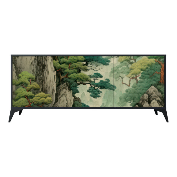 VERDURE ABYSS Komoda 3 drzwi Czarna-Metalowa gwiazdka czarna 442540