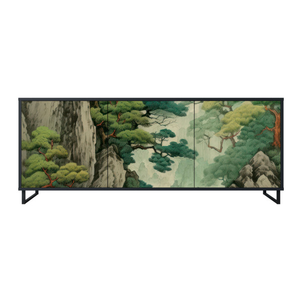 VERDURE ABYSS Komoda 3 drzwi Czarna-Metalowa ramka czarna 442532
