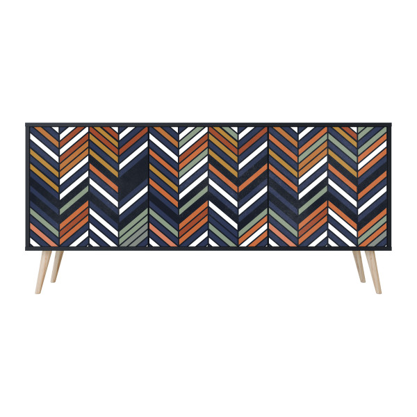 VIBRANT PATCHWORK Komoda 3 drzwi Czarna-Bukowa skośna 442483
