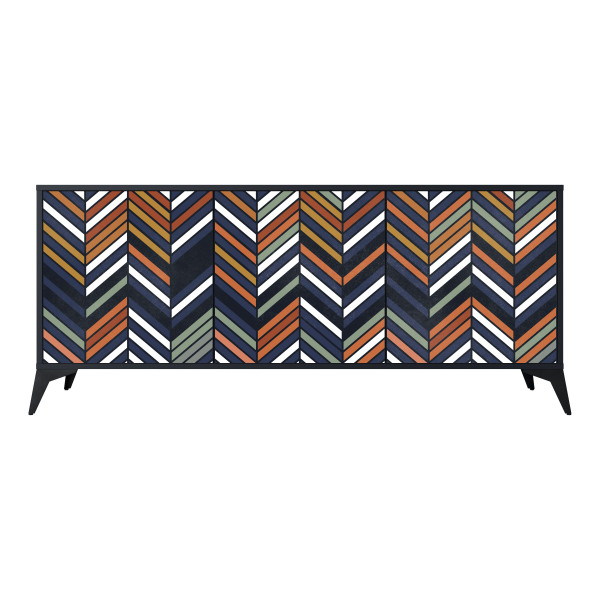 VIBRANT PATCHWORK Komoda 3 drzwi Czarna-Metalowa gwiazdka czarna 442252