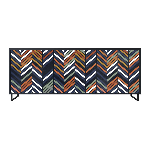 VIBRANT PATCHWORK Komoda 3 drzwi Czarna-Metalowa ramka czarna 442035