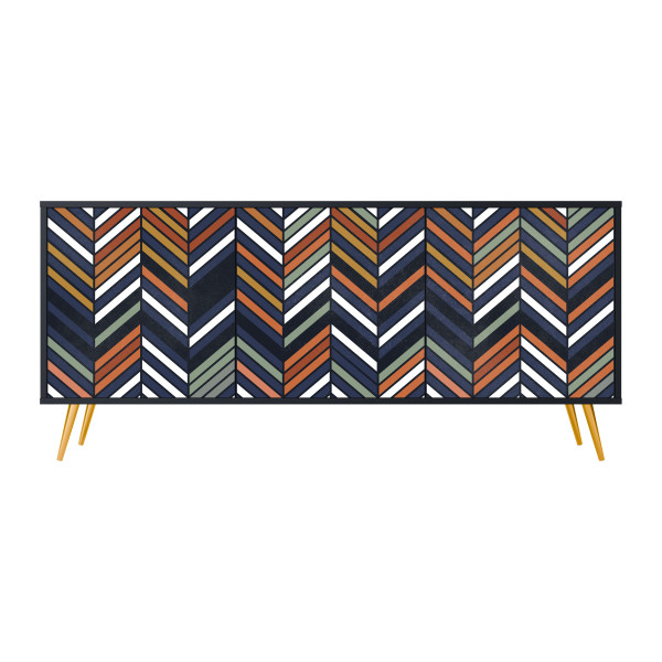 VIBRANT PATCHWORK Komoda 3 drzwi Czarna-Metalowa szpilka złota 442644