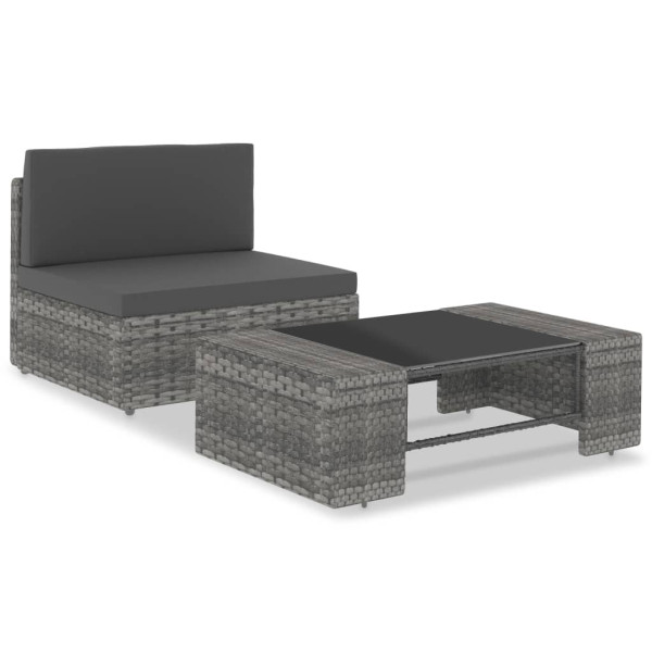 VidaXL 2-cz. zestaw wypoczynkowy do ogrodu, rattan PE, szary 136433