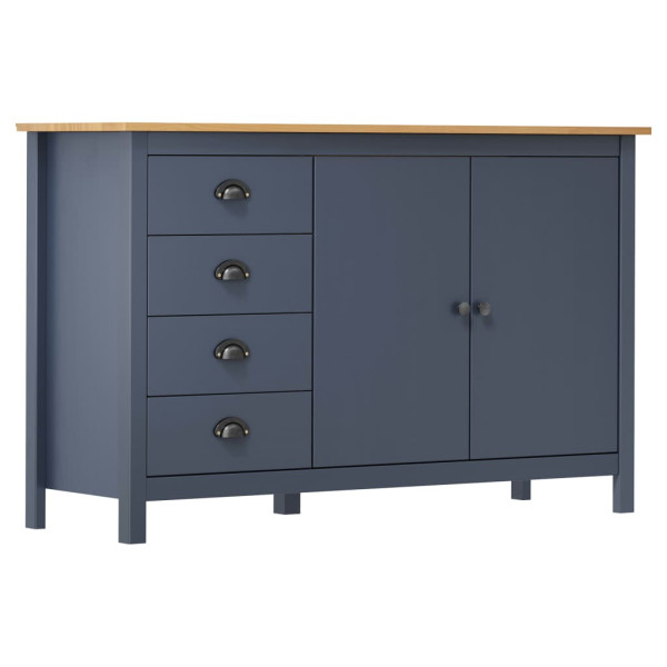 VidaXL Komoda Hill, szara, 130x40x80 cm, lite drewno sosnowe 317412
