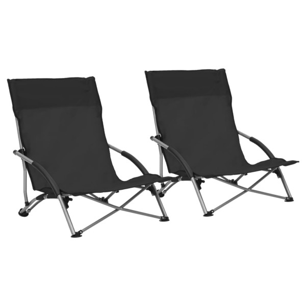 VidaXL Krzesło plażowe Czarny Tkanina 473341