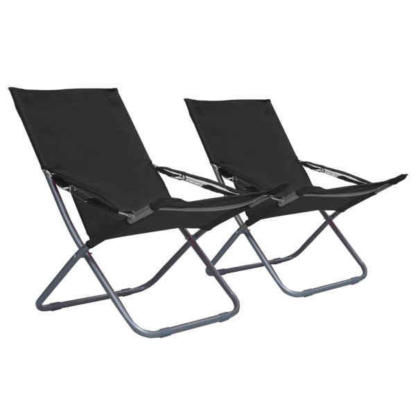 VidaXL Krzesło plażowe Czarny Tkanina 266927