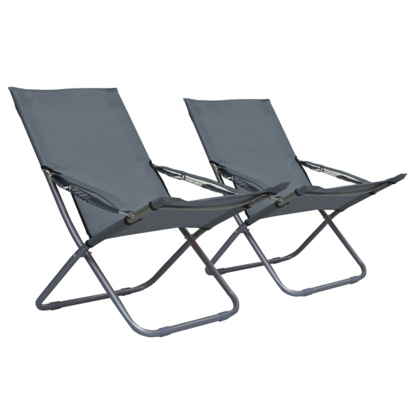 VidaXL Krzesło plażowe Szary Tkanina 268028